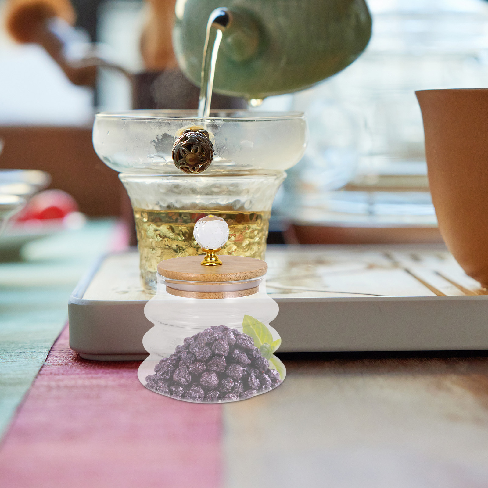 Coffee Tea Bean Leaf - Clear Glass Storage Jar Airtight Seal