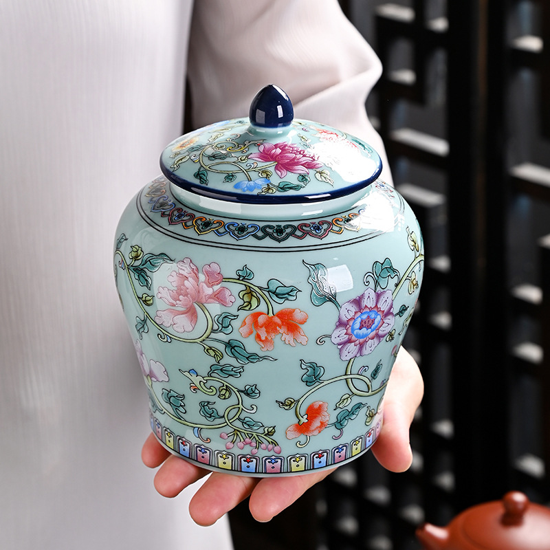 Coffee Tea Sugar - Ceramic tea jar Enamel General Jar