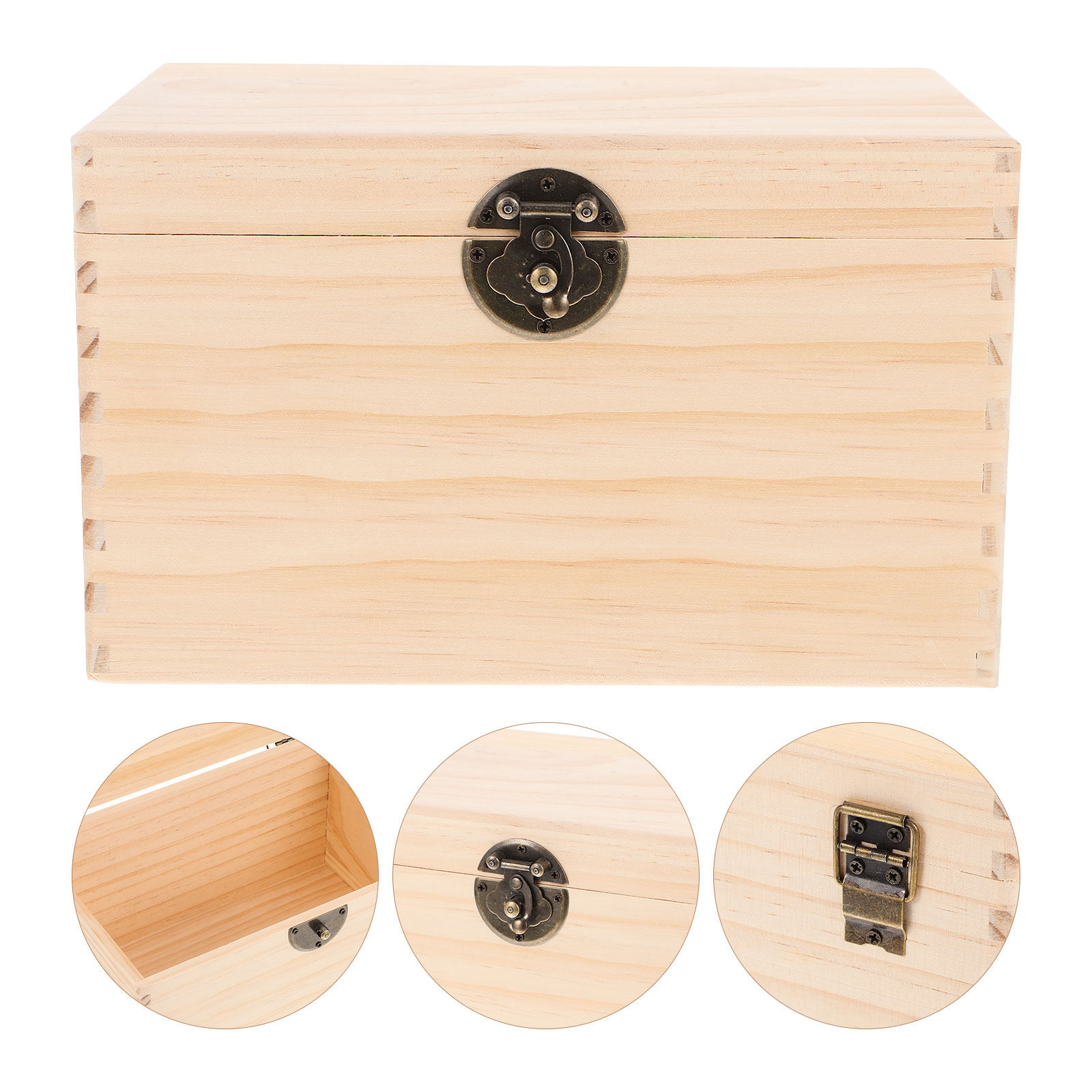Coffee Tea Bean Leaf - Sturdy Pine Wood Tea Box Storage