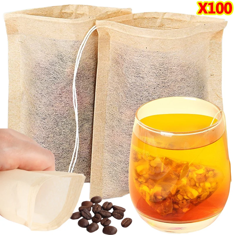 100Pcs Teabags with Drawstring - огляд і ціна Coffee Tea Bean Leaf