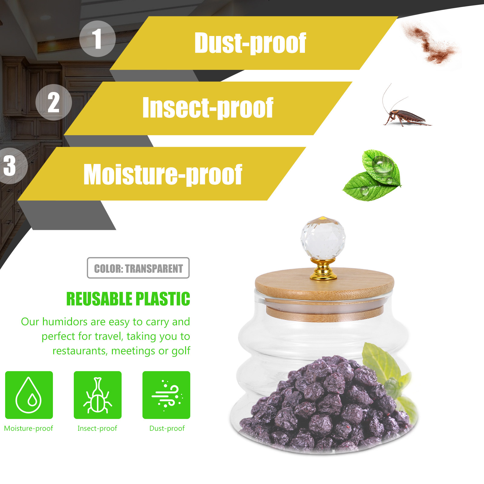 Clear Glass Storage Jar Airtig - огляд і ціна Coffee Tea Bean Leaf