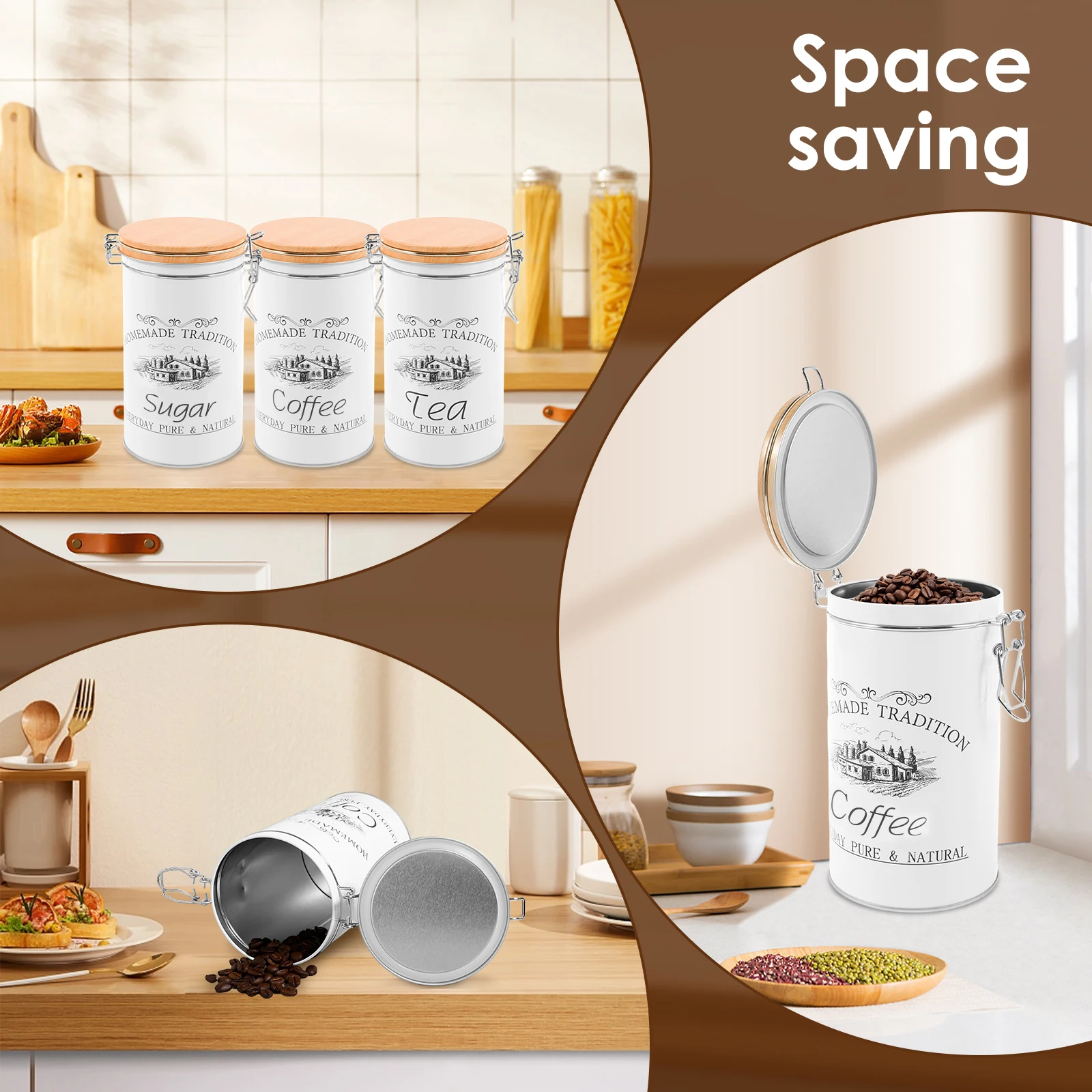 3Pcs/Set Tea Coffee Sugar Cani - огляд і ціна Canister Coffee Sugar Tea