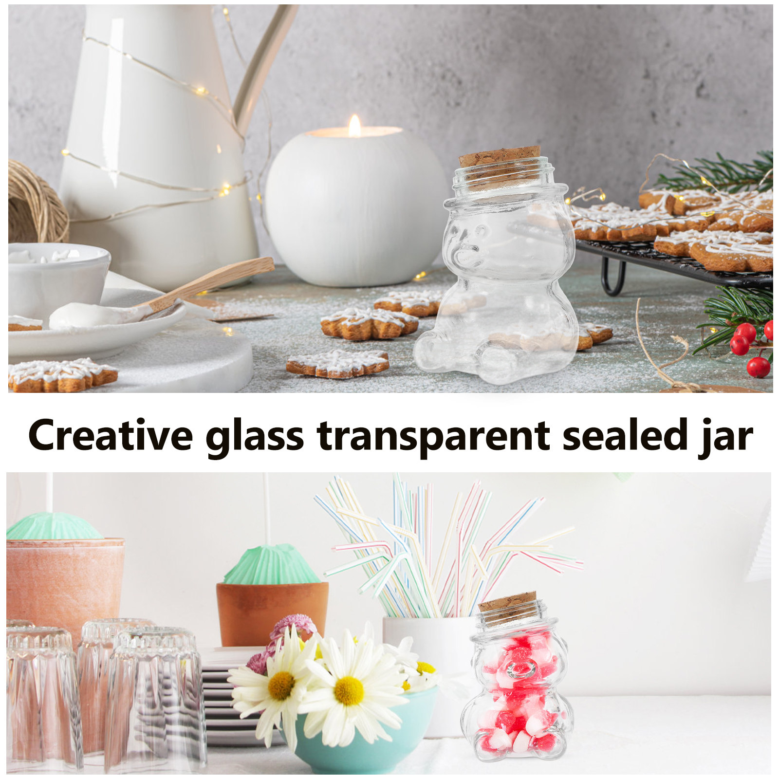 4Pcs Glass Candy Jar Set Trans - огляд і ціна Coffee Tea Sugar