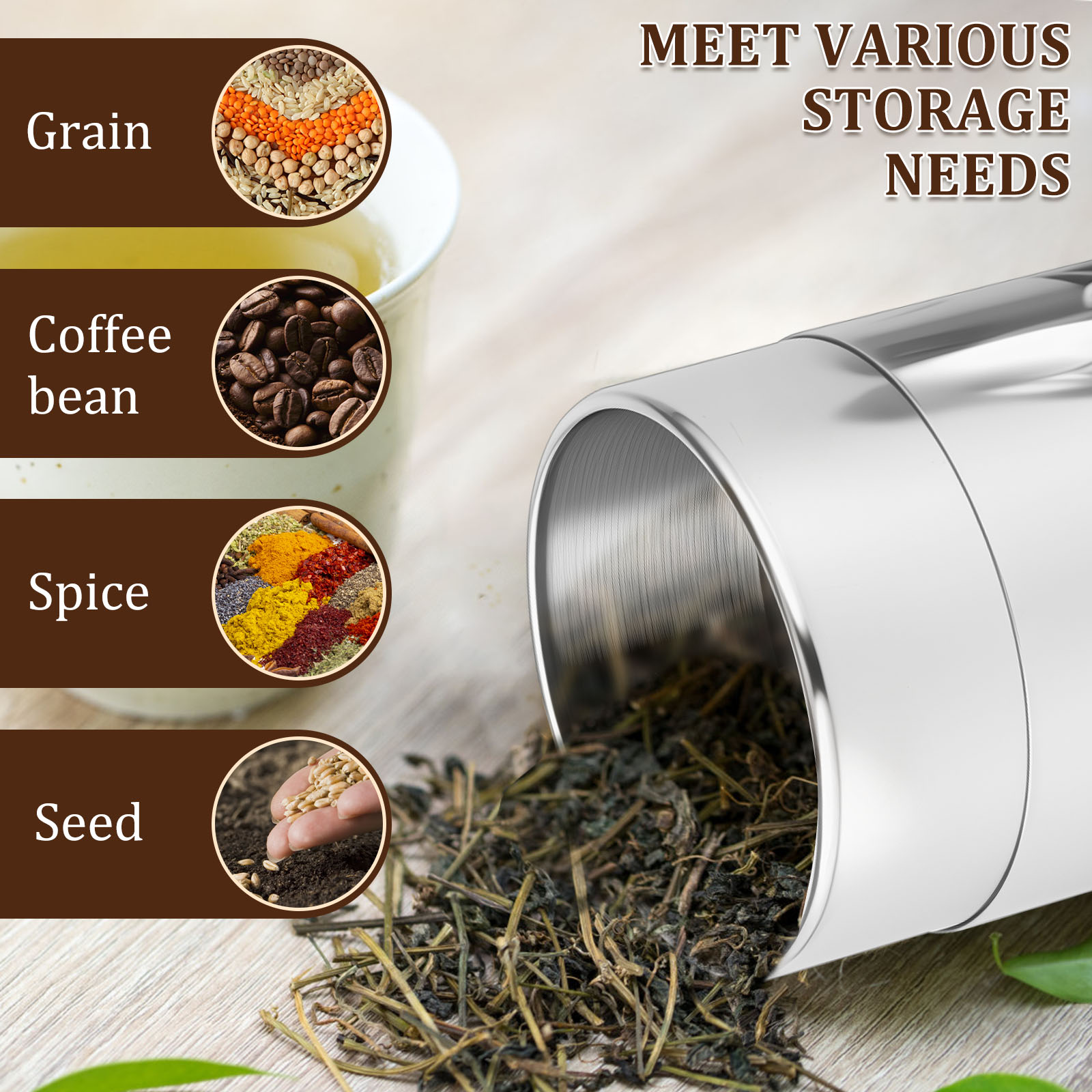 Stainless Steel Tea Leaf Tins  - огляд і ціна Canister Coffee Sugar Tea