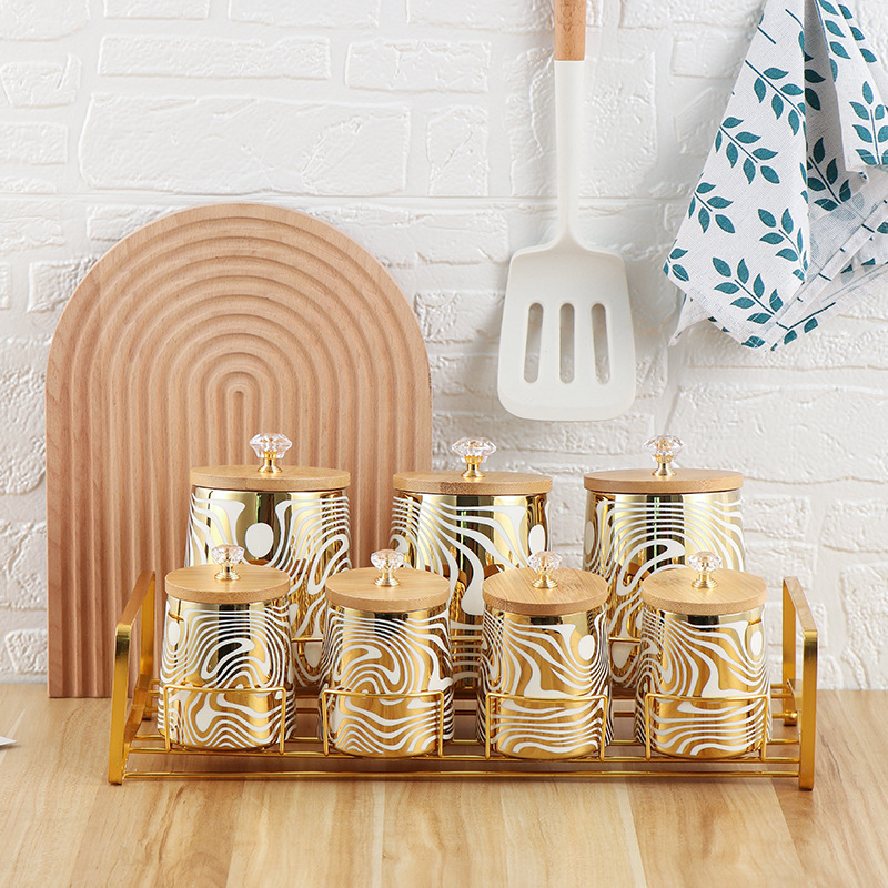 Set of 7 Color Glazed Ceramic  - огляд і ціна Canister Coffee Sugar Tea