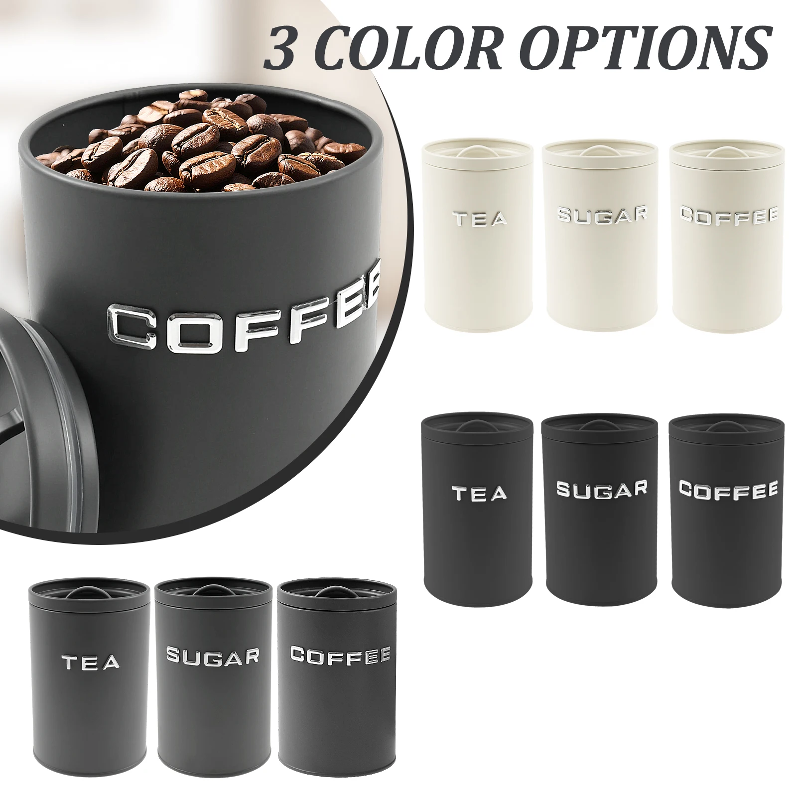 3 Pcs Tea Coffee Sugar Caniste - огляд і ціна Canister Coffee Sugar Tea