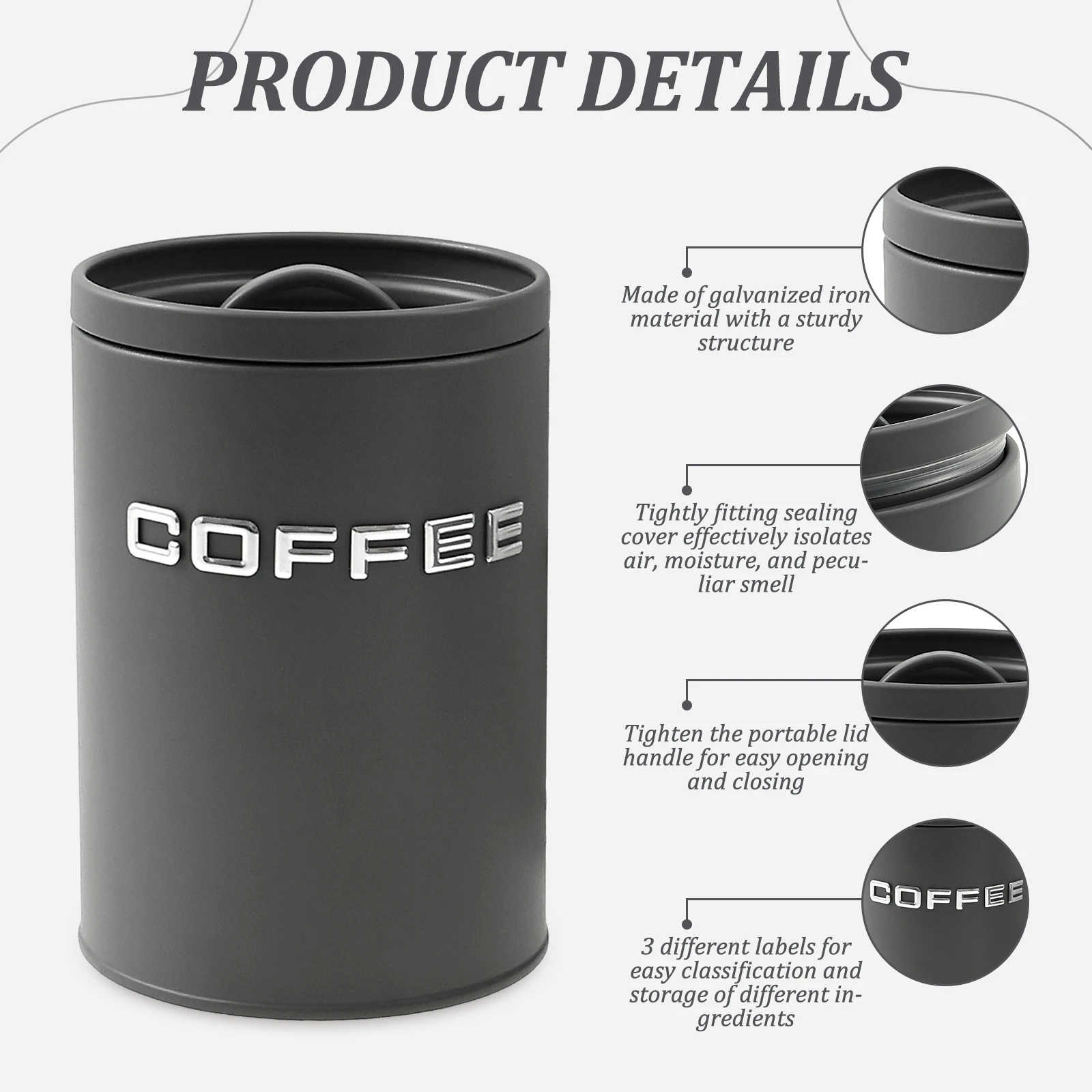 3 Pcs Tea Coffee Sugar Caniste - огляд і ціна Canister Coffee Sugar Tea
